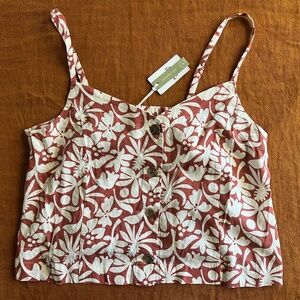 NWT Marine Layer Women's Celeste Hemp Cami Tank in Floral Auburn Size Small